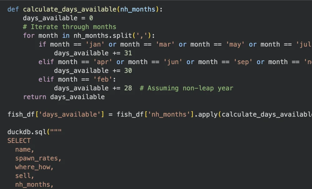 Python and SQL code used to explore game data